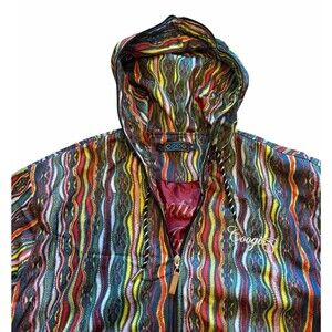 Coogi Hoodie Mens XL Streetwear Urban Abstract Y2K Hip Hop Zip Up Jacket Multi